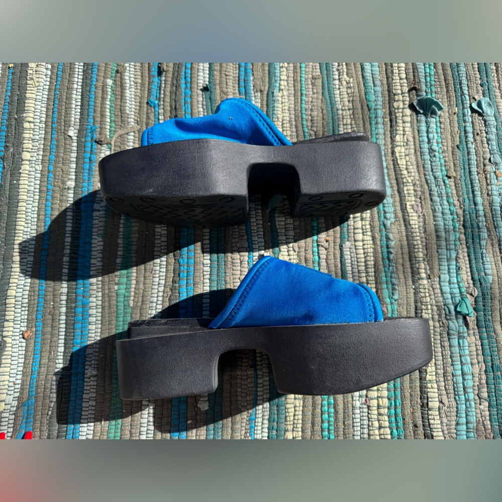 Y2K Vintage X&O by XOXO Platform Slides Electric Blue Sz 6 - Picture 2 of 8